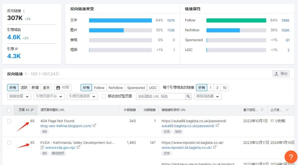 通过Semrush查询网站外链